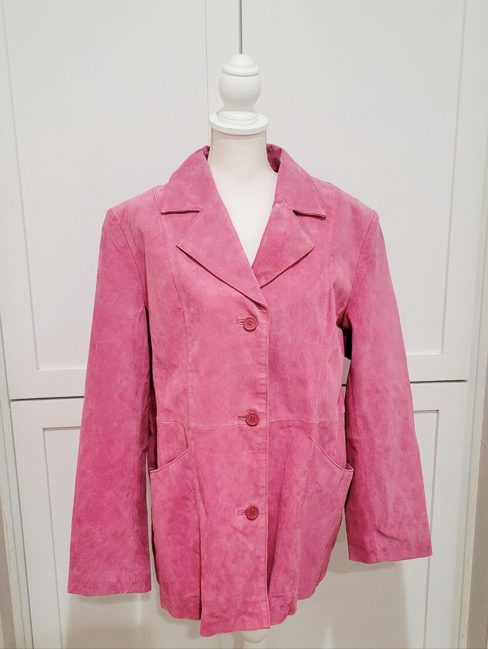 NWT Dialogue Women's Pink Genuine Suede Button-Up Jacket | Size XL
